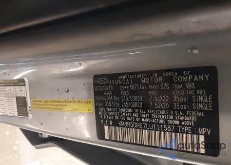 2020 Hyundai Palisade Limited z USA, uszkodzony, nr VIN KM8R5DHE7LU111587